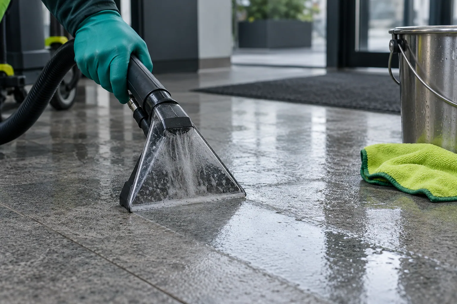 An extraction tool being used on flooring